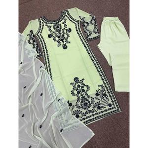 ล่าสุดผ้าจอร์เจียปักลายทำงานด้านบนด้านล่างพร้อม dupatta pista - Product Image 6