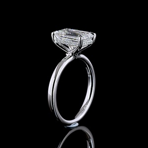 Luxury 3ct Emerald Cut Diamond Engagement Ring IGI Certified Solid White Gold Solitaire Ring for Women Custom Fine Jewelry - Product Image 4
