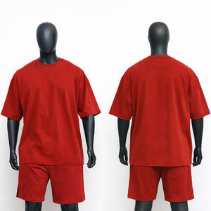 Nouveauté : Ensemble 2 pièces T-shirt homme 100 % coton uni à manches courtes, logo imprimé personnalisé, coupe oversize, style Hip Hop, couleur personnalisable - Product Image 1