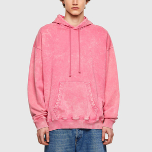 Sweat à capuche épais pour homme, sans cordon, personnalisable, coupe oversize, uni, effet vieilli, délavé à l'acide, style vintage - Product Image 1