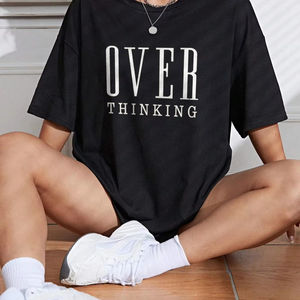 Camisetas Casuales de Algodón para Hombre con Estampado de Letras, Manga Corta, Transpirables, Cuello Redondo, Estilo Vintage, Oversize - Product Image 1