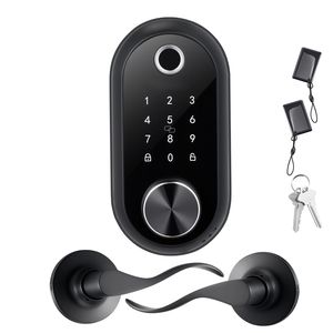 Set Serratura Elettronica Biometrica con Impronta Digitale, Ingresso Senza Chiave, Blocco Automatico, Maniglia Touchscreen per Porte in Legno, Funzione One-Time - Product Image 1