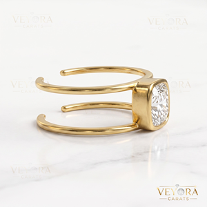 Bague ouverte classique en argent massif 925 avec moissanite taille émeraude, accessoire en argent sterling de qualité supérieure - Product Image 2