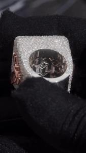 Bague de fiançailles et de mariage unisexe en argent sterling 925 plaqué or rose, sertie de moissanite D VVS, certifiée GRA, style Hip Hop Iced Out - Product Image 6