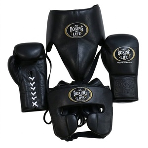 Gants de boxe de haute qualité No Boxing No Life, en cuir PU noir et doré, à lacets, respirants, équipement d'entraînement pour adultes - Product Image 6
