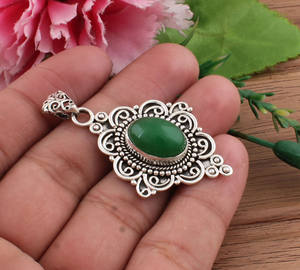 Colgante de Jade Verde Natural Vintage, Plata de Ley 925, Joyería de Piedras Preciosas Retro al por Mayor, Amuleto de la Suerte Chino, Collar Unisex - Product Image 3