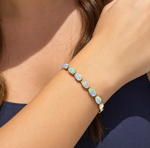 Opal Stone Charm Bracelet for Women 925 Sterling Silver Gold Plated Elegant <b>Fire</b> Opal October Birthstone Fine Jewelry - Product Image 2