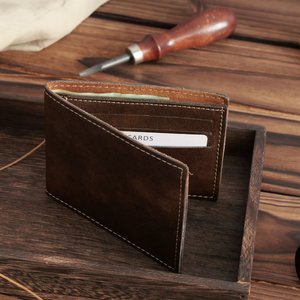 Custom High Quality Men's <b>Card</b> <b>Holder</b> <b>Wallet</b> Mini Smart Slim Genuine Leather Bi-fold Closure Lightweight Short Pocket RFID - Product Image 4