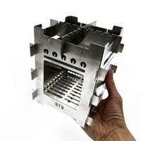 Ensemble de foyer de Camping pliant Portable (5 pièces) poêle de poche en acier inoxydable Mini gril de foyer pliable cuisine extérieure poêle à BBQ