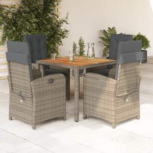 Conjunto de Comedor para Jardín de 35.4 pulgadas x 35.4 pulgadas x 29.5 pulgadas, Ratán Sintético Gris, Muebles de Exterior Elegantes - Product Image 1