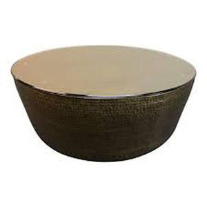 Table basse ronde en métal unique avec motifs artistiques et couleurs audacieuses, finition dorée, table basse décorative pour la maison ou les hôtels - Product Image 4