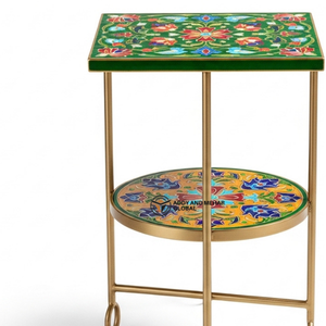 Luxury Green Bone Inlay <b>Stool</b> <b>Table</b> – Artisan Handmade Statement Furniture Ottomans - Product Image 3