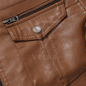 Top Selling Men's Casual <b>Leather</b> <b>Winter</b> <b>Jacket</b> with Stand Collar and Zipper Front Lightweight Breathable Eco-Friendly Windproof - Product Image 5