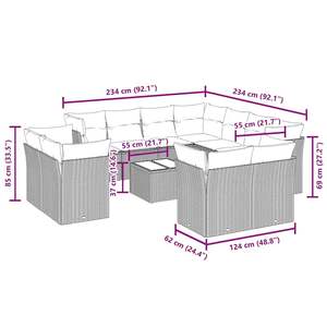 Ensemble de canapés de jardin en rotin PE noir avec pieds réglables, confortable et élégant, mobilier d'extérieur - Product Image 3