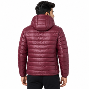 Veste matelassée unisexe épaisse coupe-vent respirante en tissu PU à capuche pour sports d'hiver en plein air avec logo personnalisé sur le devant - Product Image 4