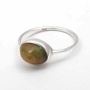 Oval Cut Natural Black <b>Opal</b> Gemstone Bohemian <b>Ring</b> In 925 Sterling Silver Wedding & Birthday Promise Band With Bezel Set Stone - Product Image 2