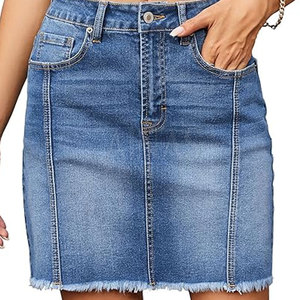 Jupe en jean d'hiver personnalisée pour femme, 100 % coton, légère, silhouette classique en A, coupe confortable, vêtement décontracté - Product Image 6