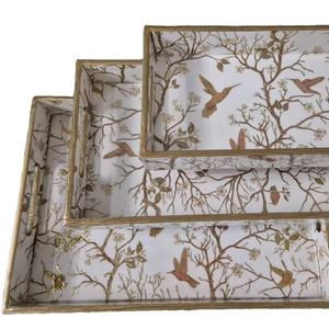 Luxury Wood Printed <b>Tray</b> Set with Polished Finish for Stylish Food Beverage Serving Checkered Design Birthday Baptism Occasions - Product Image 1