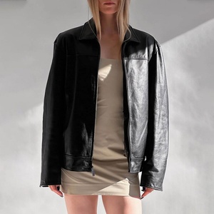 Chaqueta de piel de oveja auténtica para mujer, estilo moderno y de alta costura, diseño extragrande, últimas tendencias en chaquetas de cuero para mujer - Product Image 1