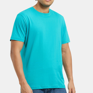 เสื้อยืดคอกลมแขนสั้นผู้ชาย สีเทอร์ควอยซ์ ทรงปกติ ผ้าฝ้าย 100% แห้งเร็ว ระบายอากาศดี สีพื้น สไตล์ลำลอง - Product Image 1