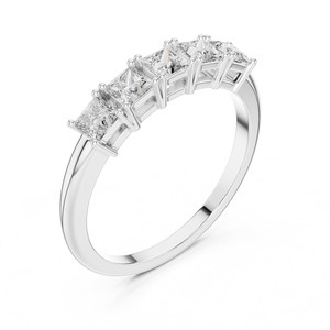 Bague de fiançailles à cinq pierres en diamant de laboratoire taille princesse, certifiée IGI, style vintage, 0,65 CT, or massif 18K 14K 10K, argent 925 - Product Image 1