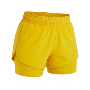 Shorts de sport 2 en 1 pour femmes, avec cordon de serrage, taille élastique, double couche, vêtements de sport, yoga, course à pied, fitness - Product Image 1