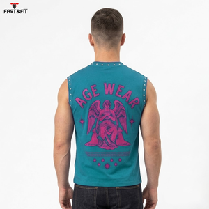 Débardeur de sport en coton personnalisé avec logo, couleur unie, sans manches, respirant, séchage rapide, tissu gaufré pour la musculation et le fitness - Product Image 5