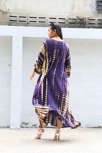 Cotton <b>Kaftan</b> Tie Dye Handmade Summer Beach Wear Resort <b>Plus</b> <b>Size</b> Floor-Length Long Sleeve Vintage Formal Eco-Friendly - Product Image 4