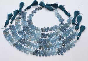 Perles facettées en forme de poire en aquamarine mousse AAA 7x10 MM, Briolette en aquamarine mousse 8 pouces, Perles de pierres précieuses naturelles en aquamarine pour bijoux - Product Image 3