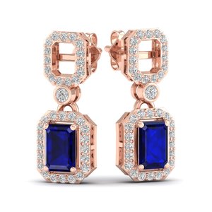 REYES Pendientes de Plata de Ley 925 de Alta Calidad con Moissanita, Joyería Fina para Boda, Corte Esmeralda, 2 Quilates, Gema de Zafiro Azul - Product Image 1