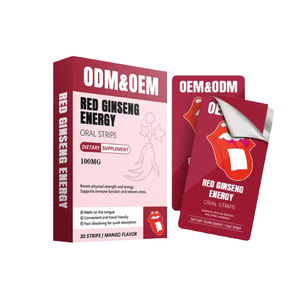 Tiras de película fina oral de extracto de ginseng rojo de marca privada, suplemento dietético de disolución rápida, sabor mango - Product Image 1