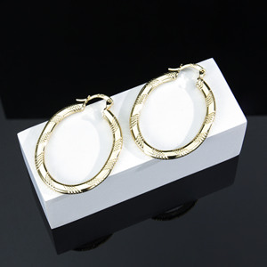Boucles d'oreilles créoles géométriques plaquées or 14 carats pour femmes, tendance, texturées, lisses, carrées et rondes, bijoux de mode pour les soirées - Product Image 6