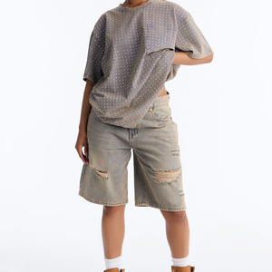 เสื้อยืดคอกลมแขนสั้นลายจุดขนาดใหญ่พิเศษสำหรับผู้หญิงไซส์พลัส พร้อมกระเป๋า ผ้าเจอร์ซีย์คอตตอน 100% - Product Image 4