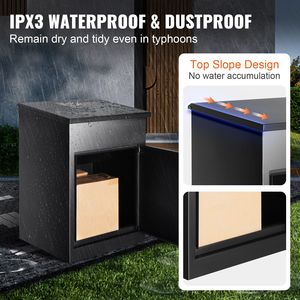 Boîte aux lettres murale extra-large en acier galvanisé avec serrure à code 17,3''x13,8''x22'' – Boîtes de livraison de colis compatibles pour la réception du courrier - Product Image 4