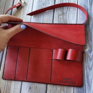 Custom Genuine Leather Barber Scissors Pouch Manufacturer OEM ODM Hair Salon <b>Tool</b> <b>Case</b> For Global Wholesalers LBSP-0008C - Product Image 1