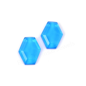 Topacio Azul Sintético, Cuarzo, Forma Hexagonal, Corte Escalonado, Alto Brillo, 10x16mm, Parte Posterior Plana, Gema Suelta para Fabricación de Joyería - Product Image 5