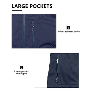 Gilet sans manches sportif léger pour homme, bleu marine, col montant, imperméable, fermeture éclair, ODM - Product Image 3