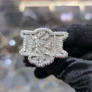 Custom 925 <b>Silver</b> Gold Plated Moissanite <b>Cross</b> <b>Ring</b> with Prong Setting Micro Insert Unisex Hip Hop Jewelry for Party Wedding - Product Image 6