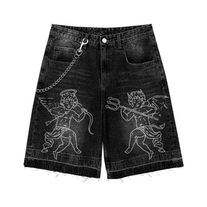 Ensemble streetwear 2 pièces pour homme 2026 : T-shirt graphique oversize et short en jean décontracté imprimé vintage, style hip-hop - Product Image 3
