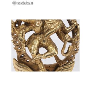 Estatua de latón hecha a mano de 6 pulgadas Lord Shiva Dancing (Nataraja), escultura de latón indio para templo y decoración del hogar, hecha en la India - Product Image 3