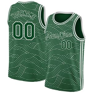 Camiseta de Baloncesto Verde Personalizada con Estampado Sublimado, Absorbente de Humedad, Unisex, para Adultos, para Todas las Temporadas, con Patrón Geométrico - Product Image 4