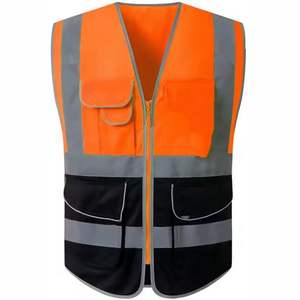 Chalecos de seguridad reflectantes modernos de alta visibilidad con 8 bolsillos, cremallera frontal, ropa de construcción unisex a bajo precio - Product Image 5
