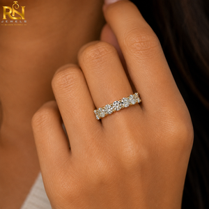 Oval Cut Lab Grown Diamond Half Eternity Band 18K Gold Shared Prong <b>Stacking</b> <b>Ring</b> Women | OEM ODM Wholesale Jewelry B2B Supplier - Product Image 3