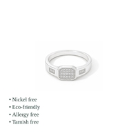 Bague Octogonale Pavée en Argent 925 Plaqué Rhodium JAURA JEWELS, Cristal Géométrique, Bijoux Fins Minimalistes Unisexe
