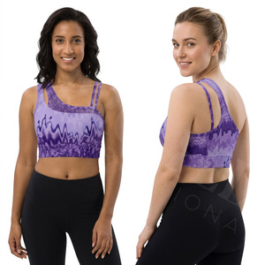 Sujetador deportivo de yoga sin costuras a prueba de golpes, de un solo hombro, con doble tirante, push-up, para fitness, gimnasio, entrenamiento, de malla de poliéster. - Product Image 2