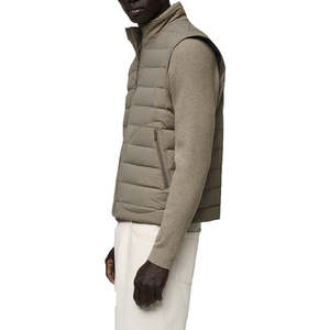 Chaleco Acolchado Grueso de Algodón para Hombre, Color Marrón Claro Personalizado, Tejido Transpirable, Cuello Alto, Talla Grande, Sin Mangas - Product Image 3