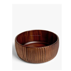 Cuenco para servir de plato marrón oscuro, superventas, cuenco de exhibición de ensalada de frutas y verduras redondeado, cuenco de madera para servir comida de comedor de alta calidad - Product Image 1