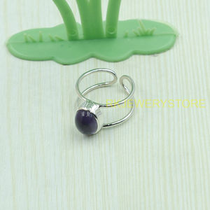Natural Amethyst Gemstone <b>Adjustable</b> <b>Ring</b> 925 Sterling Silver Handmade Open Band <b>Ring</b> Purple Crystal Healing Jewelry For Women - Product Image 6