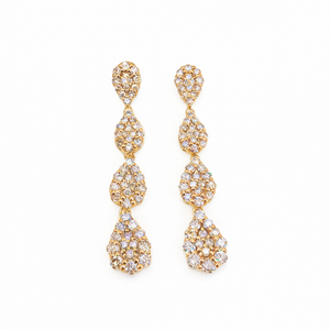 Round Cut Natural <b>Diamond</b> Ladies Drop <b>Dangle</b> <b>Earrings</b> 1.80 Cttw 925 Sterling Silver Yellow Plating Prong Set Trendy Wholesale - Product Image 1