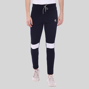 Pantalon de survêtement sport bleu quatre directions avec bande latérale, logo personnalisable, impression HD, délavage coloré, 100 % polyester, séchage rapide, tailles homme M/L/XL - Product Image 2
